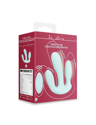 Three-In-One Liquid Silicone Vibrator - Breezy Blue