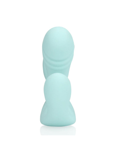 Three-In-One Liquid Silicone Vibrator - Breezy Blue