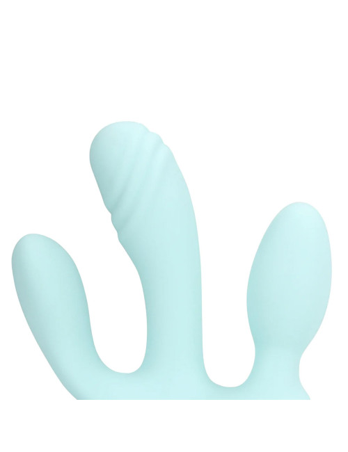 Loveline - Niebieski silikonowy wibrator 3 w 1