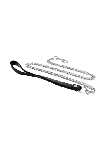 Metal and leather chain leash