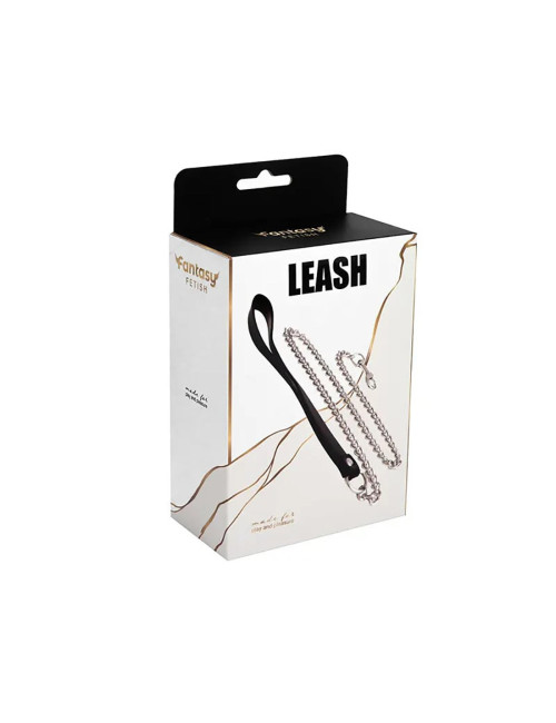 Metal and leather chain leash
