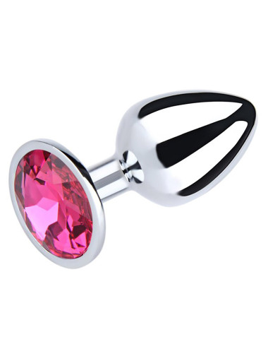 Silver Small Butt Plug with Pink Diamond