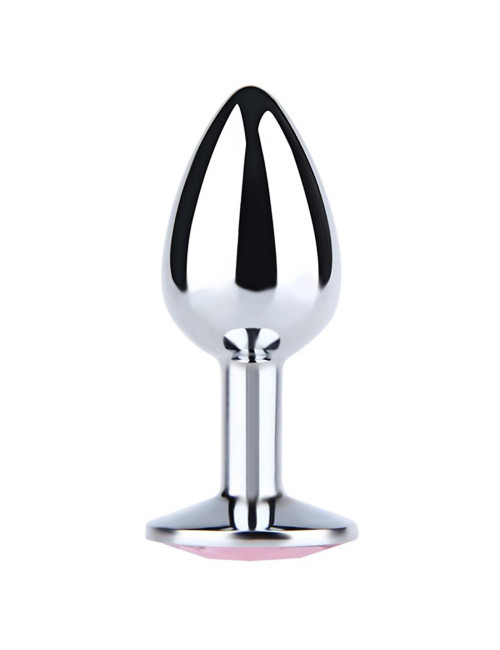 Silver Small Butt Plug with Pink Diamond