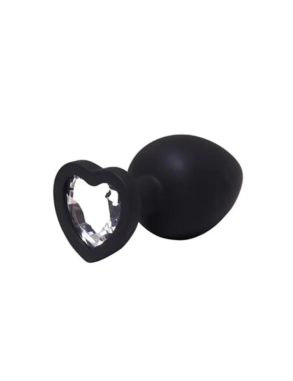 Black small heart-shaped butt plug with white crystal
