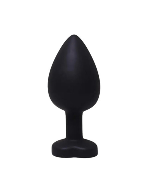Black small heart-shaped butt plug with white crystal