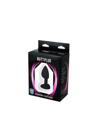 Black small heart-shaped butt plug with white crystal