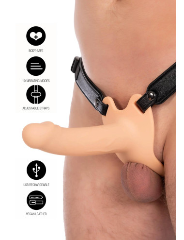 Hollow Penis Strapon Vibrating Silicone 16 cm