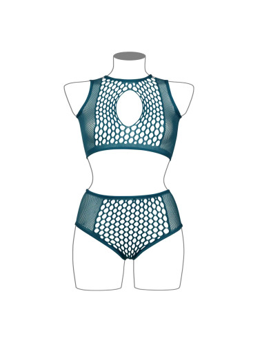 Duo Net Key-Hole Bra Set - Queen Size - Blue