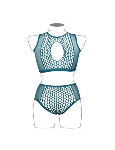 Duo Net Key-Hole Bra Set - Queen Size - Blue