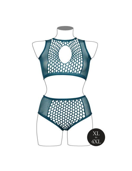 Le Désir Komplett Bralette z Siateczką Plus Size Niebieski