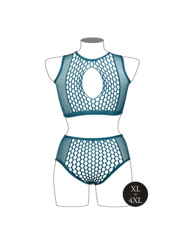 Duo Net Key-Hole Bra Set - Queen Size - Blue