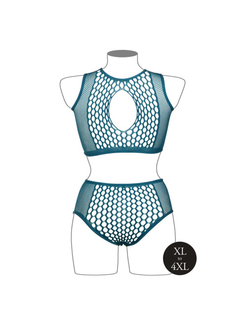 Le Désir Komplett Bralette z Siateczką Plus Size Niebieski