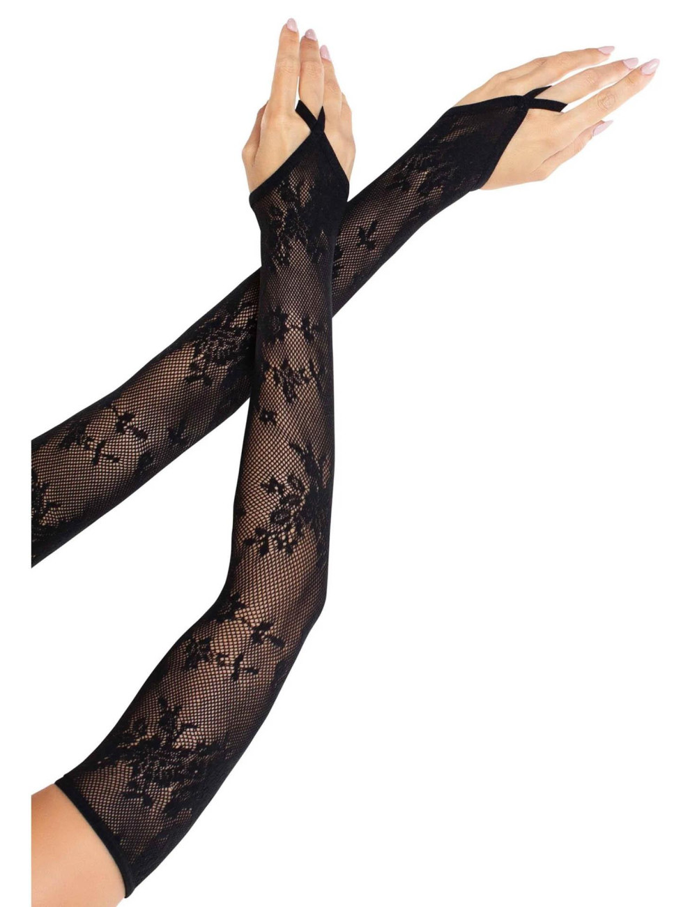 Floral Net Extra Long Gauntlet Arm Warmers