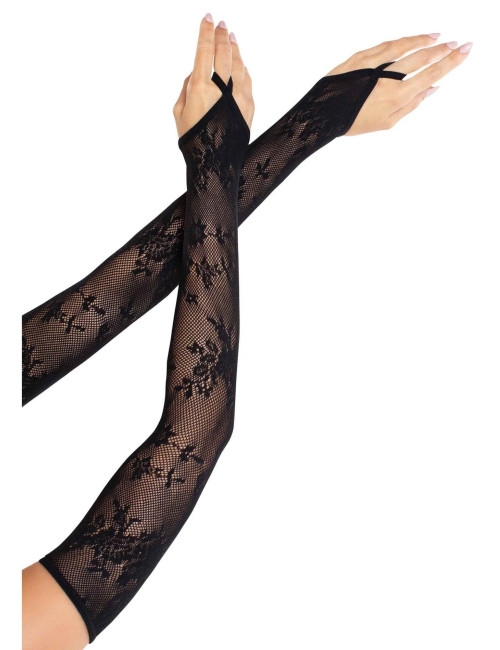 Floral Net Extra Long Gauntlet Arm Warmers