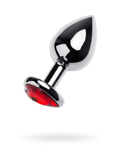 Silver anal plug TOYFA Metal with red heart-shaped gem
