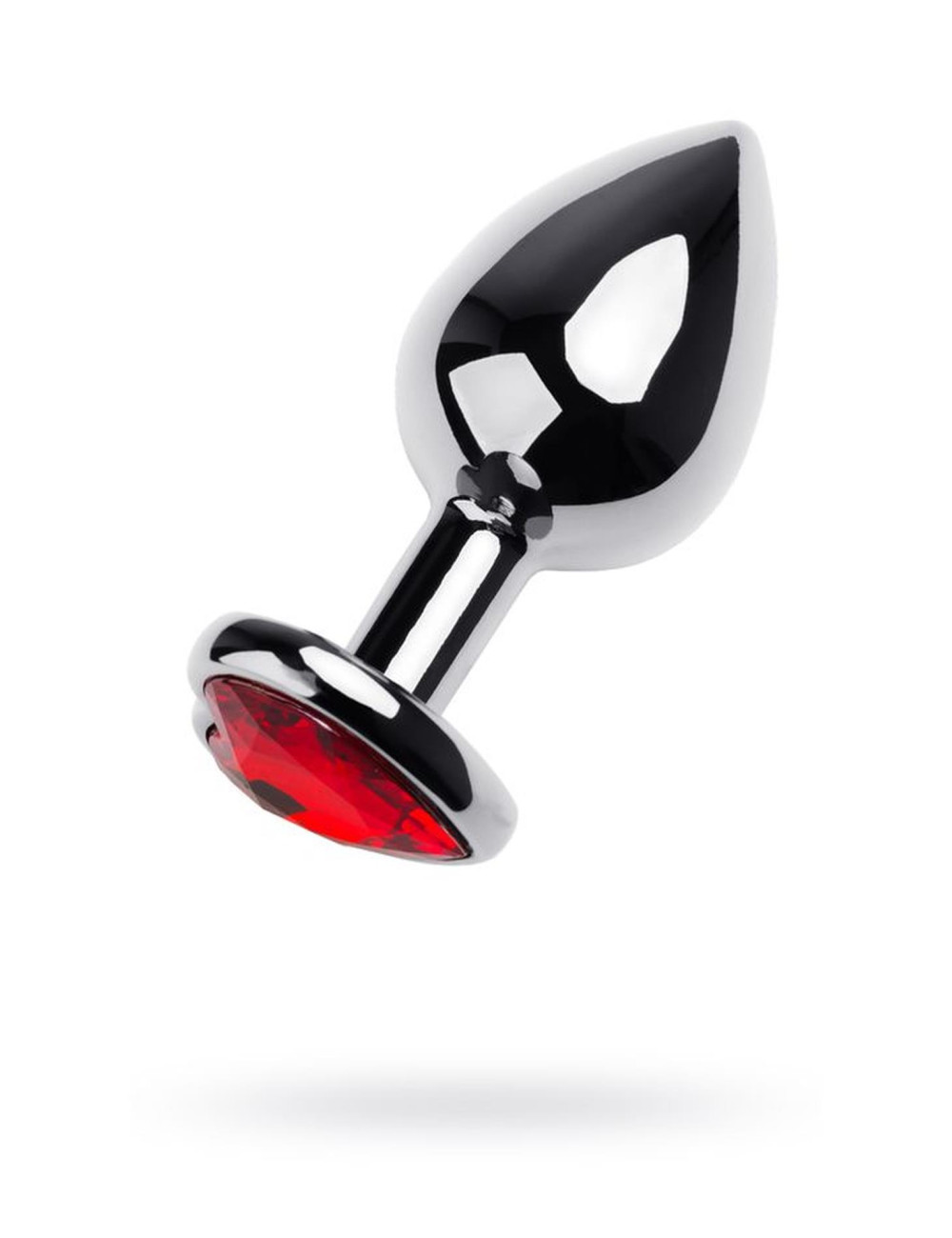 Silver anal plug TOYFA Metal with red heart-shaped gem