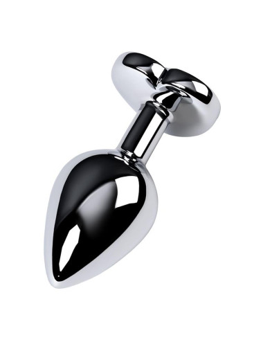 Silver anal plug TOYFA Metal with red heart-shaped gem