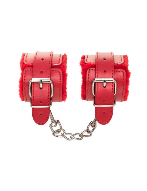 Anonymo handcuffs, PU leather, red, 27 cm