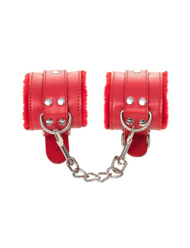Anonymo handcuffs, PU leather, red, 27 cm