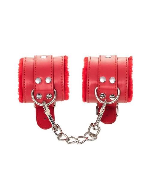 Anonymo handcuffs, PU leather, red, 27 cm