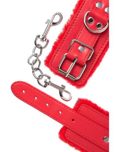 Anonymo handcuffs, PU leather, red, 27 cm