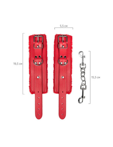 Anonymo handcuffs, PU leather, red, 27 cm
