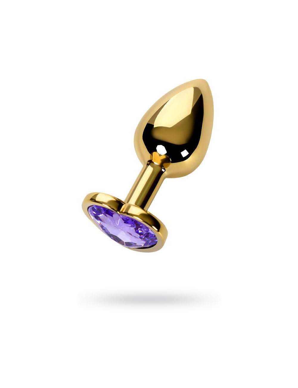 Anal plug Metal by TOYFA, metal, gold, with purple crystal, 7 cm, O 2.7 cm
