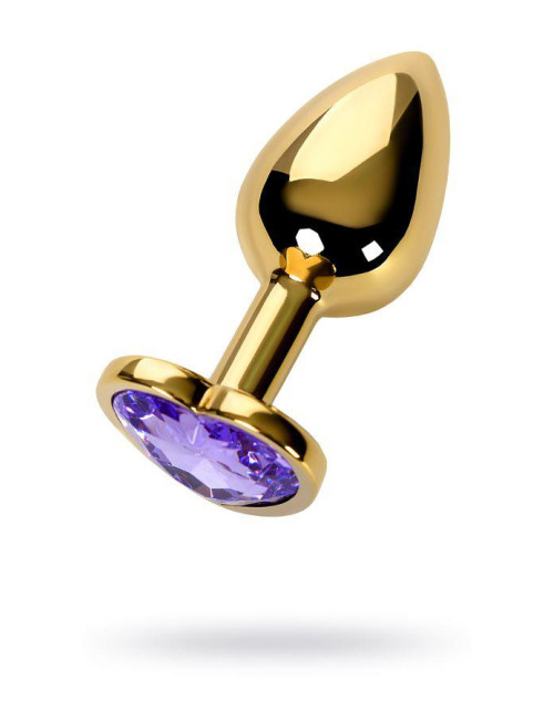 Anal plug Metal by TOYFA, metal, gold, with purple crystal, 7 cm, O 2.7 cm