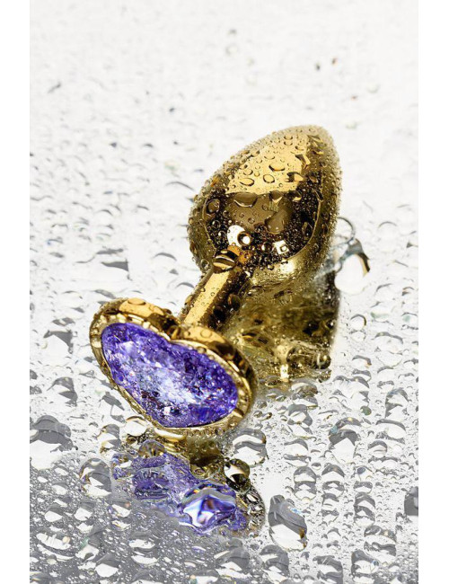 Anal plug Metal by TOYFA, metal, gold, with purple crystal, 7 cm, O 2.7 cm