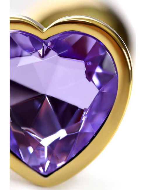 Anal plug Metal by TOYFA, metal, gold, with purple crystal, 7 cm, O 2.7 cm