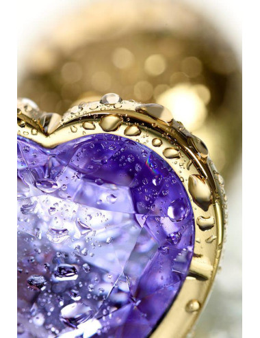 Anal plug Metal by TOYFA, metal, gold, with purple crystal, 7 cm, O 2.7 cm