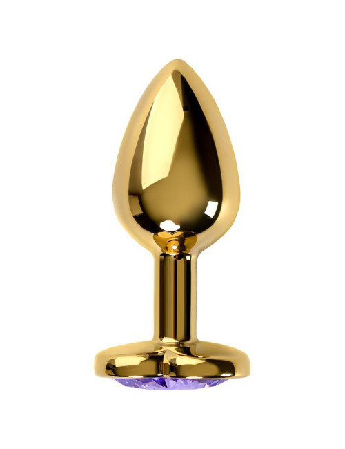 Anal plug Metal by TOYFA, metal, gold, with purple crystal, 7 cm, O 2.7 cm