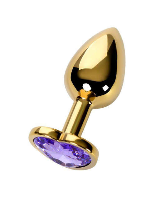 Anal plug Metal by TOYFA, metal, gold, with purple crystal, 7 cm, O 2.7 cm