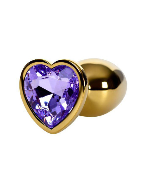 Anal plug Metal by TOYFA, metal, gold, with purple crystal, 7 cm, O 2.7 cm