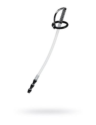 Urethral catheter TOYFA Metal, with replaceable securing rings, silicone, silver, 23cm