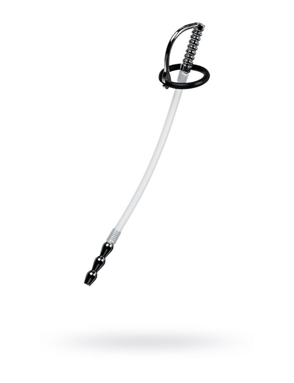 Urethral catheter TOYFA Metal, with replaceable securing rings, silicone, silver, 23cm