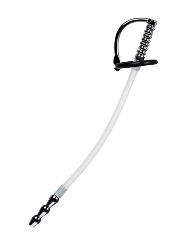 Urethral catheter TOYFA Metal, with replaceable securing rings, silicone, silver, 23cm