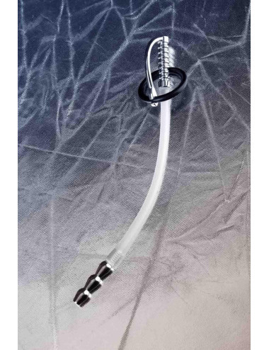 Urethral catheter TOYFA Metal, with replaceable securing rings, silicone, silver, 23cm
