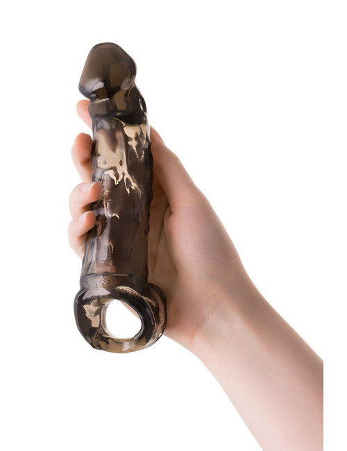 Sleeve ToyFa Xlover, to increase size, TPE, black,transparent , 19,5 cm