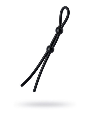 Lasso on the penis A-toys by TOYFA with two beads, silicone, black, 19.5 cm
