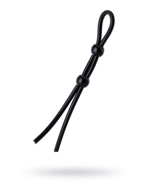 Lasso on the penis A-toys by TOYFA with two beads, silicone, black, 19.5 cm