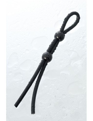 Lasso on the penis A-toys by TOYFA with two beads, silicone, black, 19.5 cm