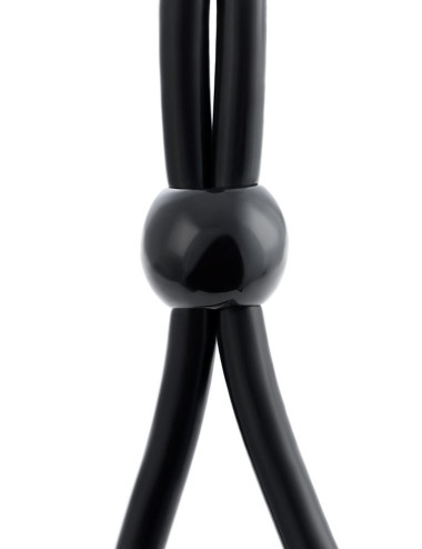Lasso on the penis A-toys by TOYFA with two beads, silicone, black, 19.5 cm