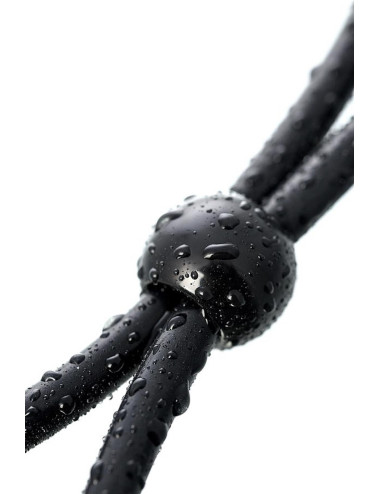 Lasso on the penis A-toys by TOYFA with two beads, silicone, black, 19.5 cm