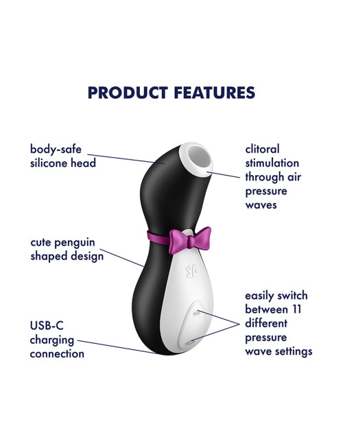 Stymulator łechtaczki Satisfyer Penguin - Fale powietrza, IPX7, silikon medyczny