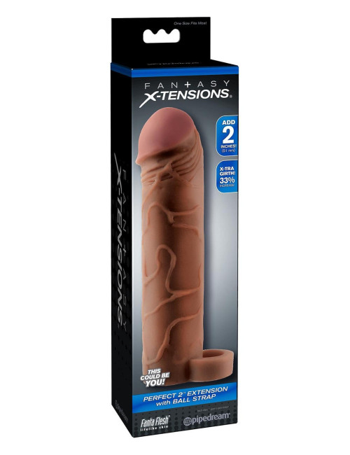FANTASY X-TENSIONS PERFECT 2 INCH EXTENSION WITH BALL STRAP BROWN