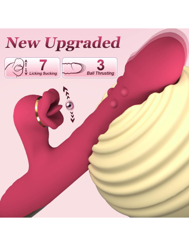 Silicone Vibrator - 7 rotating functions and 7 licking functions