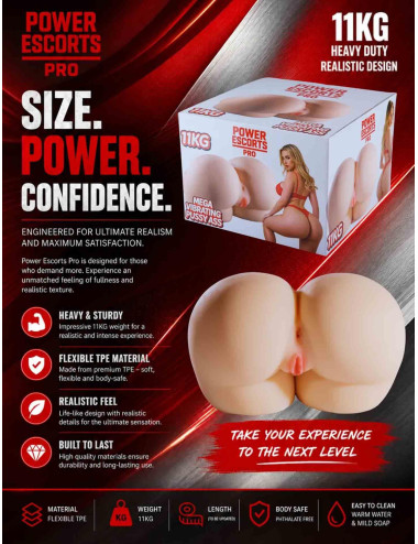 Power Escorts Pro - BR335 - Mega Vibrating Pussy/Ass – 11 kg Realistic Pleasure Toy