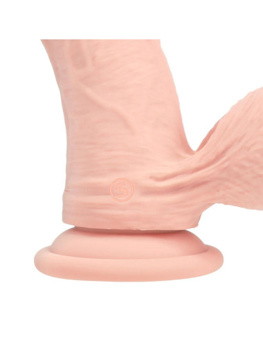 Dual Density Rechargeable Liquid Silicone Vibrator - Curved with Weighted Balls - 8" / 20 cm - Flesh
