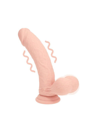 Dual Density Rechargeable Liquid Silicone Vibrator - Curved with Weighted Balls - 7" / 18 cm - Flesh